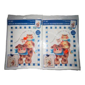 Plaid Iron On Transfer Friendship Journey of Heart Cat Dog Mouse Best Friends